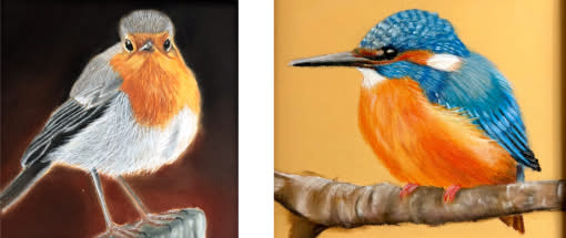 Naturrealistische Tierporträts mit Pastellstiften