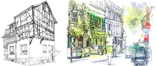 Urban Sketching und MixedMedia unterwegs