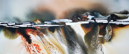 Fließende Landschaften - Halbabstrakt in Aquarell & Tinte